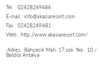 Akasia Resort iletiim bilgileri
